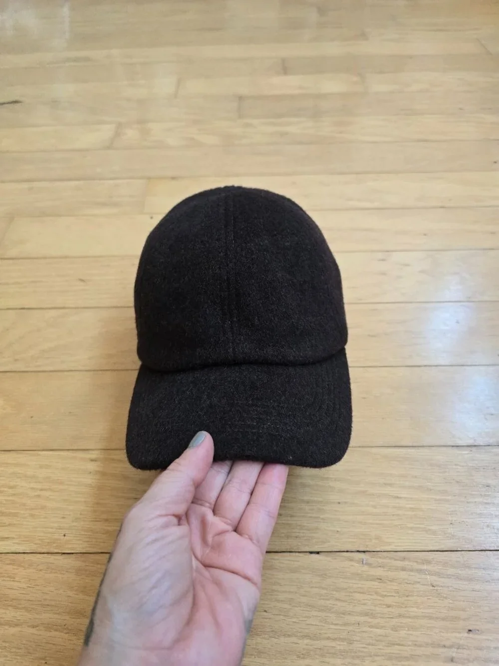 Gap | Dark Brown Wool Blend Minimalist Unstructured Strapback Dad Cap